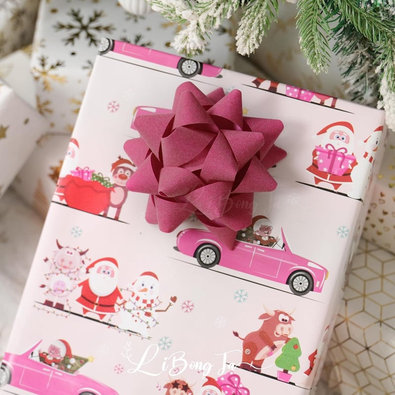 LiBongTa 4.5 Inch Hot Pink Velvet Ribbon Gift Bow, Premade Valentines Bows for Gift Wrapping Self Adhesive, Pink Bow Party Decorations, Wrapping Bows for Presents, Holiday, Wedding, Birthday-12 Counts - Image 5